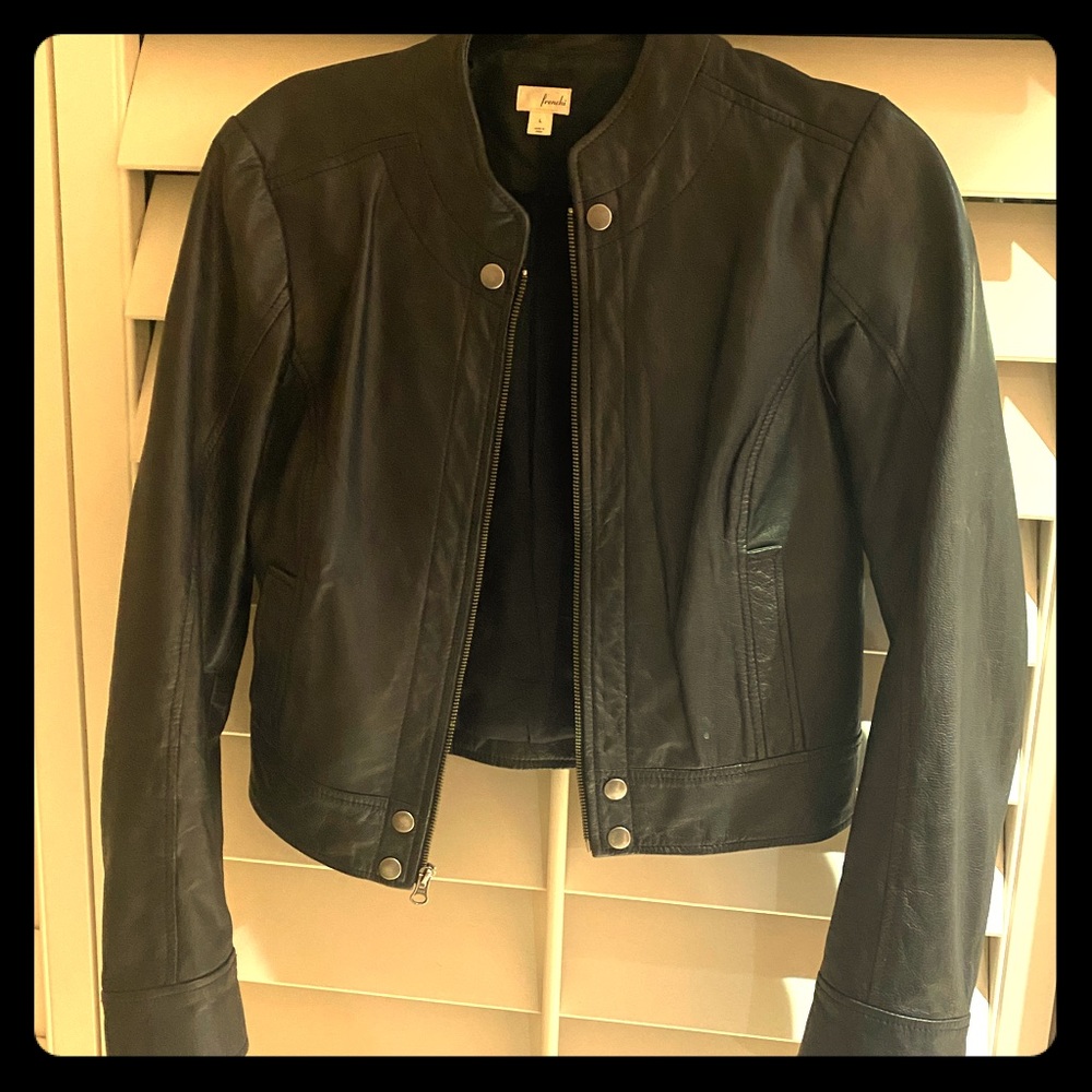 Black moto leather jacket